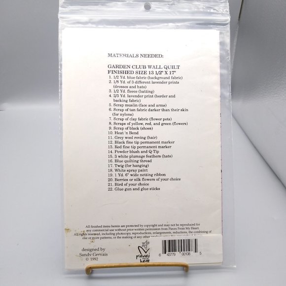 UNCUT Vintage Quilt Sewing Patterns, Garden Club 108, Pieces from my Heart 1992 - Picture 3 of 3